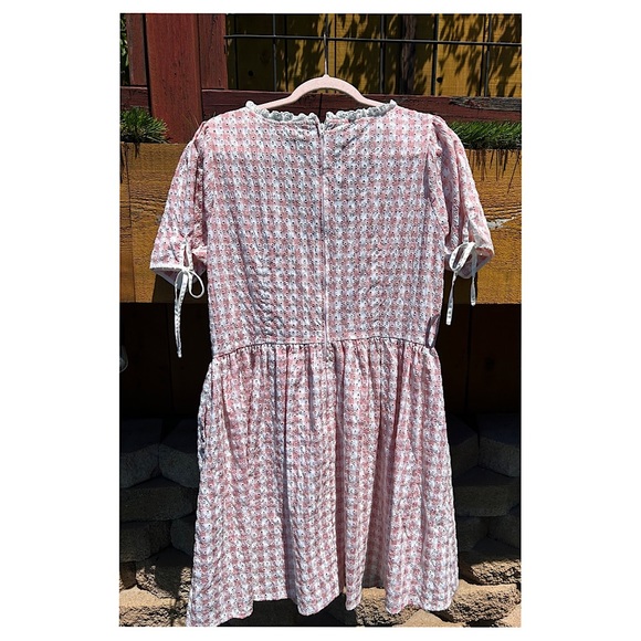 Sz-1X-Smak Parlour-pink & white gingham eyelet Woodstock flare dress w/pockets! - Picture 6 of 10